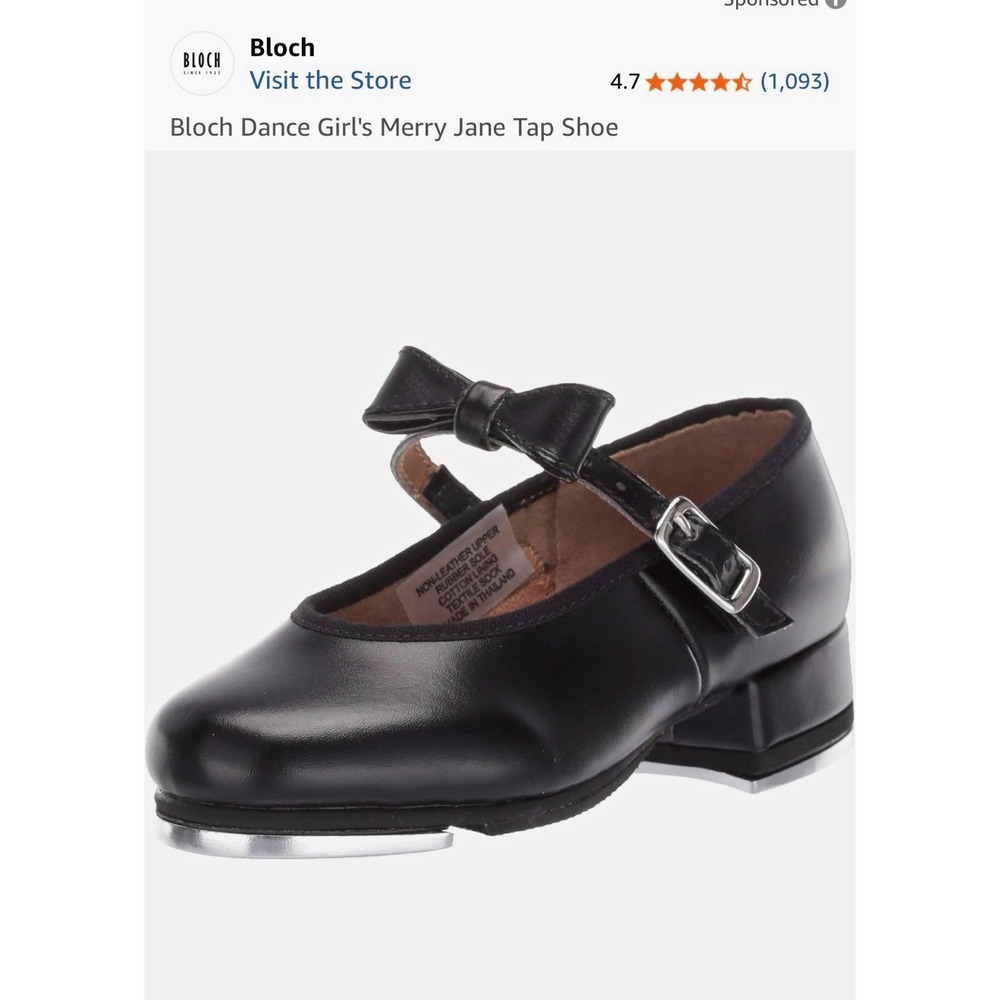 Bloch Girls Mary Jane Techno Tap Dance Shoes Black MPN S0303 child 7.5[A6]